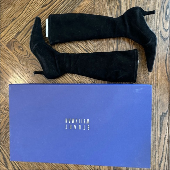 Stuart Weitzman Emphasis Black Suede Heeled Tall Boots | 6.5 - Picture 1 of 6
